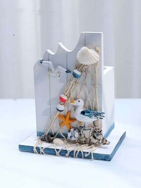 Wooden Pen holder Nautical Theme Nautical Desk Decor Organizer Mediterranean